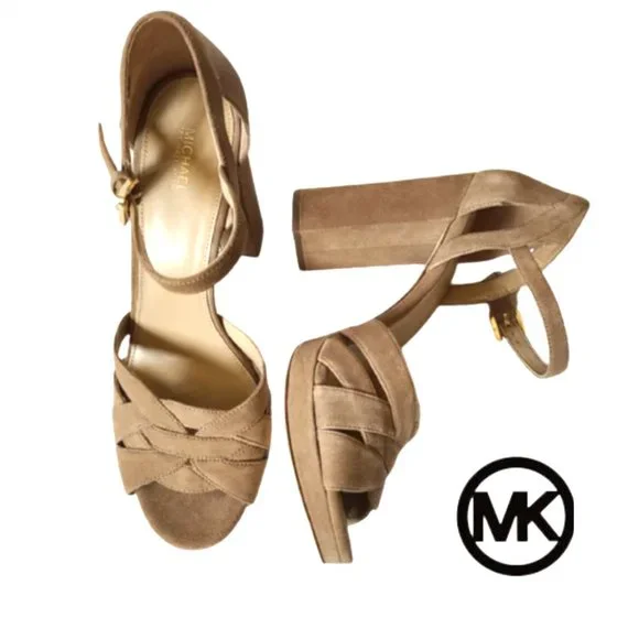 MICHAEL by Michael Kors platform suede women's sandals size 11 tan brown… - Picture 3 of 15